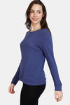 Zivame Lounge Pointelle Top - Deep Cobalt — thumbnail 2